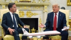 President Donald Trump speaks during a meeting with NATO Secretary-General Mark Rutte in the Oval Office of the White House on July 14.
