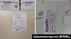 Çmimi i "Xarelto" në Kosovë (majtas) dhe në Maqedoninë e Veriut (djathtas)