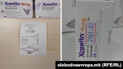 Цена на „ксарелто“ во Косово (лево) и во Северна Македонија (десно) 