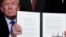 Președintele Donald Trump la anunțul primelor restricții împotriva Chinei în martie 2018