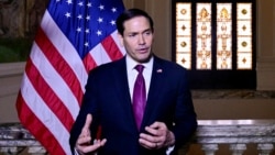 US Secretary of State Marco Rubio speaks reporters at the US Embassy in Rome on May 8.