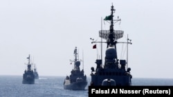 Saudi warships are seen during during exercises by members of Royal Saudi Navy, east of Saudi Arabia, October 9, 2016