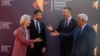 Predsednik Crne Gore Jakov Milatović i premijer Milojko Spajić sa predsednicom Evropske komisije Ursulom fon der Lajen na otvaranju samita EU-Zapadni Balkan u Tivtu, 04.06.2026. 