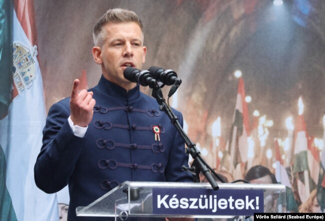 Петер Мадьяр на акції 15 березня