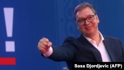 Predsednik Srbije Aleksandar Vučić na skupu u Nišu, 17. maj 2025.