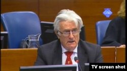 Radovan Karadžić u sudnici, 18. travanj 2012.