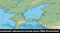 Скриншот с сайта Европейского сейсмологического центра, где зафиксировали землетрясение вблизи берегов Крыма, 3 мая 2026 года