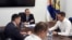 Veselin Mlic (right), head of Belgrade`s Police Office, and Aleksandar Vulin (left), Serbian Interior Minister. Meeting in Vulin`s office. Serbia, Belgrade, June 24. 2021.