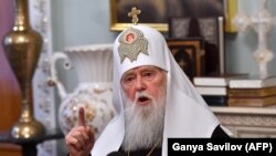 Patriarhul Filaret la conferința de presă la Kiev, 1 decembrie 2017.