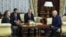 Зьлева направа: Таалатбек Масадыкаў, міністар замежных спраў Беларусі Максім Рыжанкоў, дзяржаўны сакратар Савету бясьпекі Аляксандар Вальфовіч, Аляксандар Лукашэнка. Фота БелТА