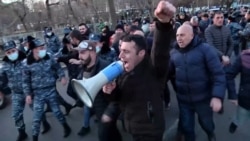 Opposition Protesters Attempt To Block Entrance To Armenian Parliament