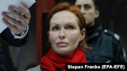 Yulia Kuzmenko at a court hearing in Kyiv in December