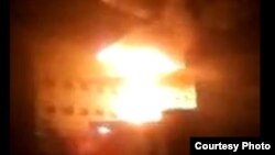 Uzbekistan - A whole sale market burning in Fergana, October 6, 2013.