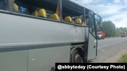 Гомельскі аўтобус, у якім знаходзіліся дзеці, пацярпеў у выніку ўкраінскай атакі па Бранскай вобласьці, 17 чэрвеня 2026