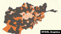 Əfqanıstanın xəritəsi, Talibanın nəzarətində olan ərazi, 9 iyul 2021