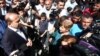 Armenia - Prime Minister Hovik Abrahamian speaks to protesters in Garni, 21May2016.