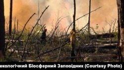 Пажар у Чарнобыльскай зоне адчужэньня