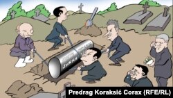 Caricatură politică de Pregrag Koraksić Corax