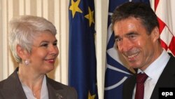 Anders Fogh Rasmussen i Jadranka Kosor u Zagrebu, 30. travnja 2010