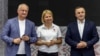 Liderii blocului Patriotic, Irina Vlah, Vasile Tarlev și Igor Dodon, la o întâlnire în Ștefan Vodă, în prag de campanie electorală.