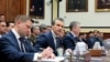 Pentagon Chief Financial Officer Jules W. Hurst, US Defense Secretary Pete Hegseth, and others attend a House Armed Services Committee hearing on Capitol Hill in Washington on April 29.