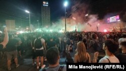 Атмосфера од студентскиот протест во Белград