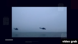 Российские военные вертолеты над Крымом, март 2014 года