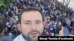 გიორგი წულაია თბილისში მიმდინარე ერთ-ერთ დემონსტრაციაზე.