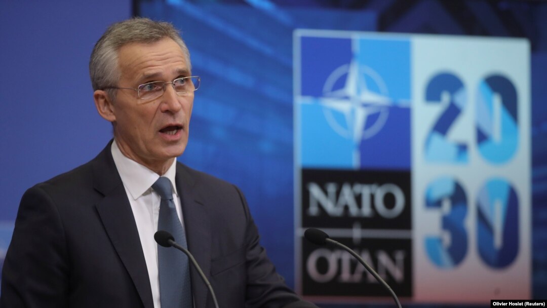 NATO Secretary-General Jens Stoltenberg gives a news conference ahead to a NATO defense ministers meeting.