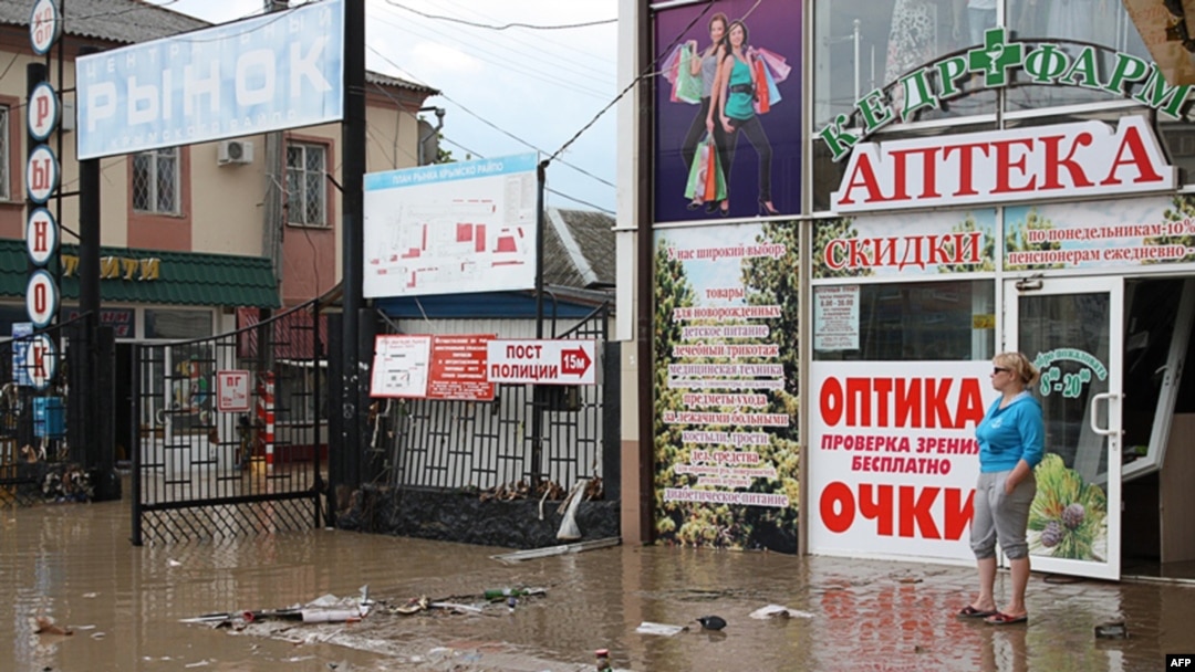 A street in the city of Krymsk after it was hit by a deluge over the past weekend. 