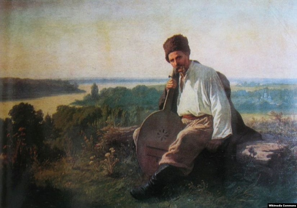 Костянтин Трутовський. «Тарас Шевченко з кобзою над Дніпром», 1875 рік