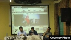 Проросійська лекція у Барселоні (фото надане Христиною Грищук)