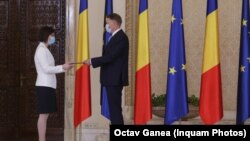 Ioana Mihăilă, la momentul depunerii jurământului, la Cotroceni.