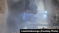 Рамонтная брыгада на аварыі ў Жодзіне