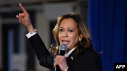 US. Vice President and Democratic presidential candidate Kamala Harris speaks at a watch party after a debate with former U.S. President Donald Trump in Philadelphia, September 10, 2024.