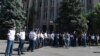 Armenia -- Riot police separate rival protesters outside the Constitutional Court building in Yerevan, September 3, 2019.