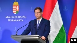 Gulyás Gergely, a Miniszterelnökséget vezető miniszter a Kormányinfón 2024. november 14-én