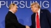 U.S. President Trump and Russian President Putin shake hands following their meeting to discuss the war in Ukraine in Anchorage, Alaska, on August 15.