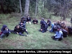 Migrants intercepted in Lithuania on May 18.