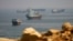 Vessels near the Strait of Hormuz, as seen from Musandam, Oman, on August 31.