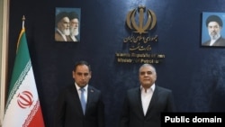 Iran - Iranian Oil Minister Mohsen Paknejad (right) meets Armenian Infrastructures Minister Davit Khudatian, Tehran, July 25, 2026.