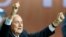 FIFA President Sepp Blatter reacts after he was reelected at the 65th FIFA Congress in Zurich on May 29.