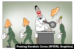 Karikaturista Predrag Koraksić Corax stalni je saradnik Radija Slobodna Evropa i jednom sedmično objavljujemo njegov komentar političkog života Srbije bez riječi.