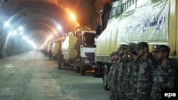 A video grab reportedly shows missile launchers in an underground tunnel at an unknown location in Iran, October 14, 2015