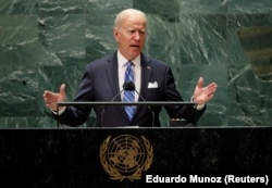 U.S. President Joe Biden addresses the UN General Assembly in September where he touted American plans to develop traditional and digital infrastructure around the world.