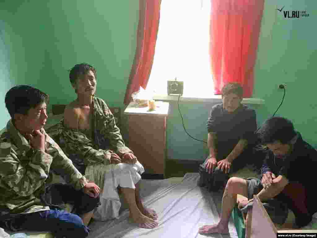 Around 70 fishermen have reportedly been picked up by the Russian Coast Guard since Typhoon Soulik hit. Others, like these four North Koreans whose boat washed ashore on August 29, were rescued by locals. The four have since been deported back to North Korea minus the 11 crewmates they say were lost at sea in the storm.