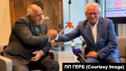 Лидерот на ГЕРБ, Бојко Борисов и извршниот директор на „Рајнметал“, Армин Папергер, Германија, 25 август 2025 година.