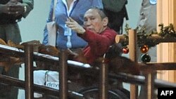 Former dictator Manuel Noriega after arrive at the Renacer prison in Panama City on December 11, 2011. 