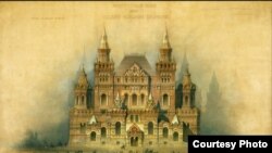В.О. Шервуд, А.А. Семенов. Фасад на Красную площадь. Утвержденный проект Исторического музея. 1875 год