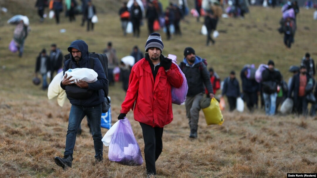 Many of the migrants have been sleeping rough for a week since the Lipa camp burned to the ground. 